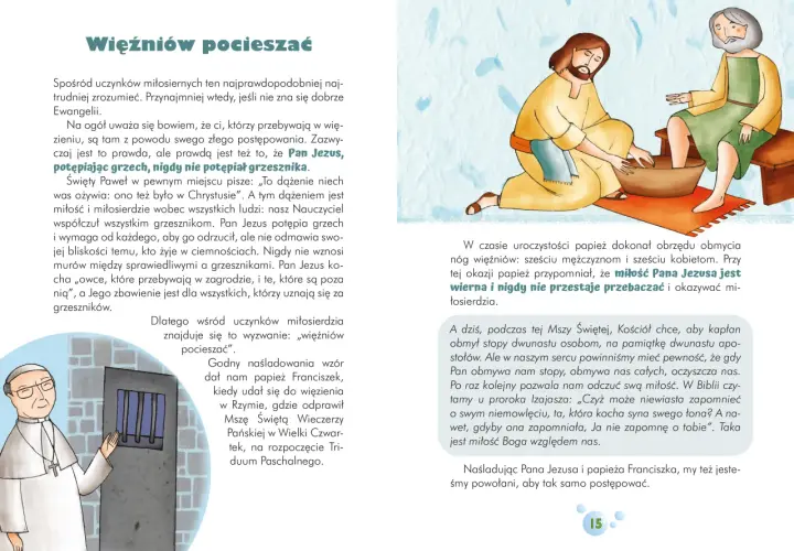 Papież Franciszek przy więzieniu, Jezus obmywający stopy apostołom.